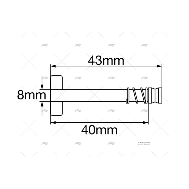 PASADOR C/MUELLE INOX SS 304 43X8MM