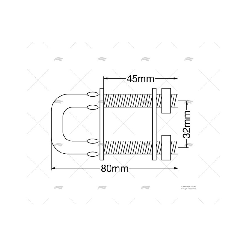 CANCAMO INOX ASI 304 80MM 8MM ROCA MARIN EQUIPMENT