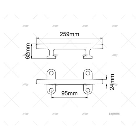 CORNAMUSA HD INOX SS 316 256MM MARINE TOWN