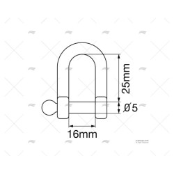 GRILLETE PLANO 05MM X 16MM INOX VIADANA
