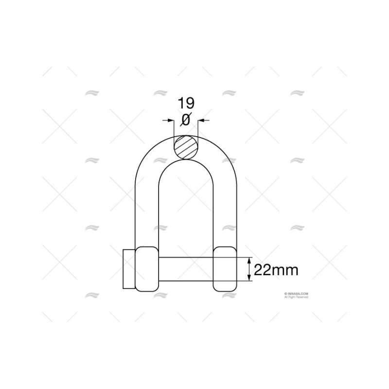 GRILLETE LIRA CABEZA CUADRADA 19MM