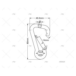 MOSQUETON C/ANILLA INOX SS 316 8MM
