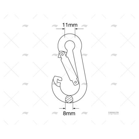 MOSQUETON SIN OJO 80MM INOX KONG