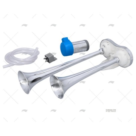 BOCINA 24V DOBLE C/COMPRESOR PLAST.CROM MARCO
