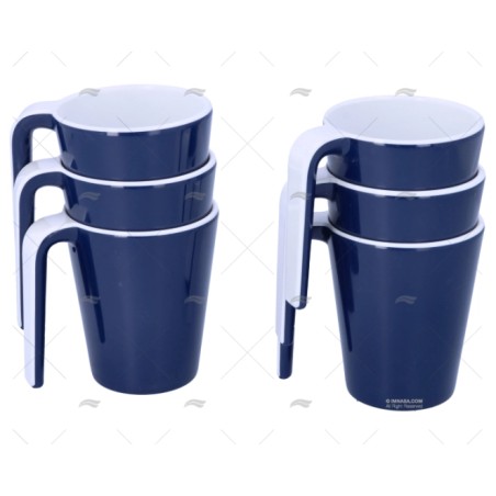 TAZA CAFE 300ML AZUL MELAMINA 6PCS