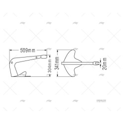 ANCLA MANTA-T 7,5 KG INOX MARINE TOWN