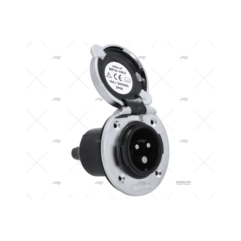 BASE TOMA DE PUERTO CE ABS CROMADA 16A/2 RATIO ELECTRIC