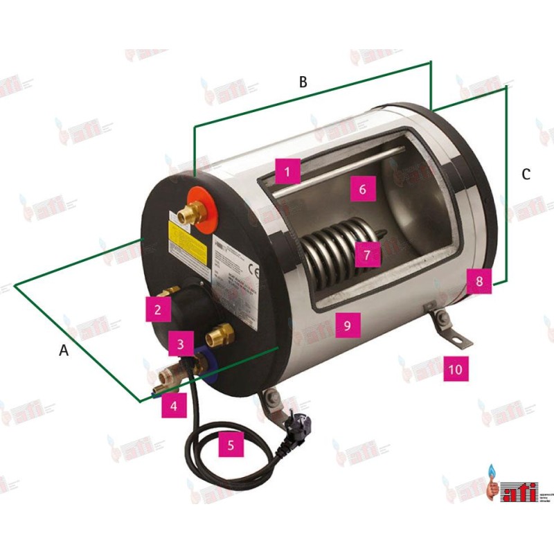 CALENTADOR AGUA INOX  60 L. - 1250 W - 2