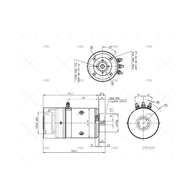 MOTOR BRIDA 12V 700W B14/70 3T-14MM CIMA 1915