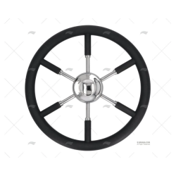 RUEDA TIMON 450MM 6R POLI.NEGRO/INOX SAVORETTI ARMANDO