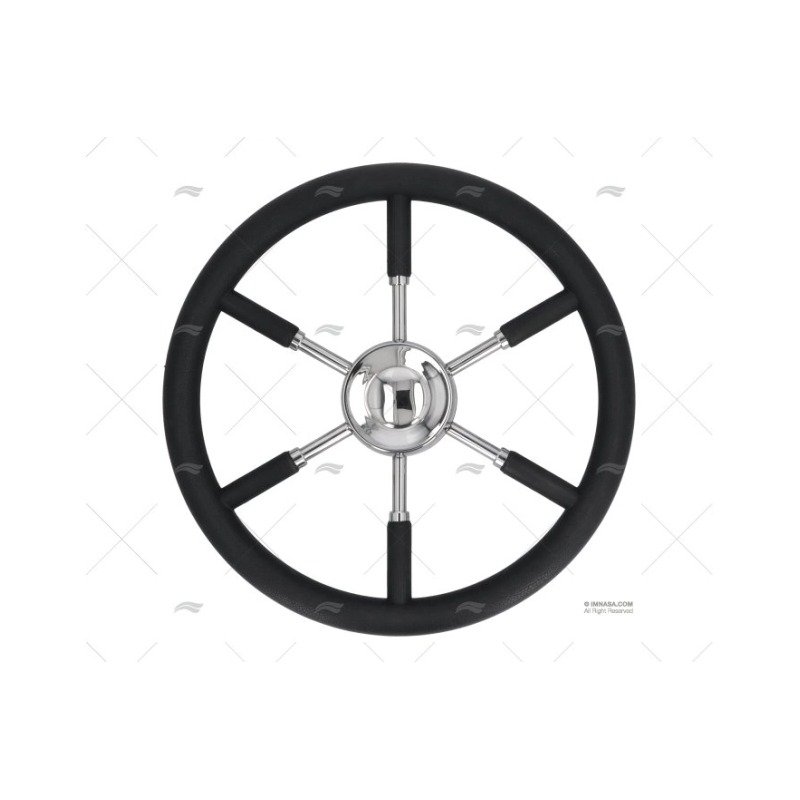 RUEDA TIMON 450MM 6R POLI.NEGRO/INOX SAVORETTI ARMANDO