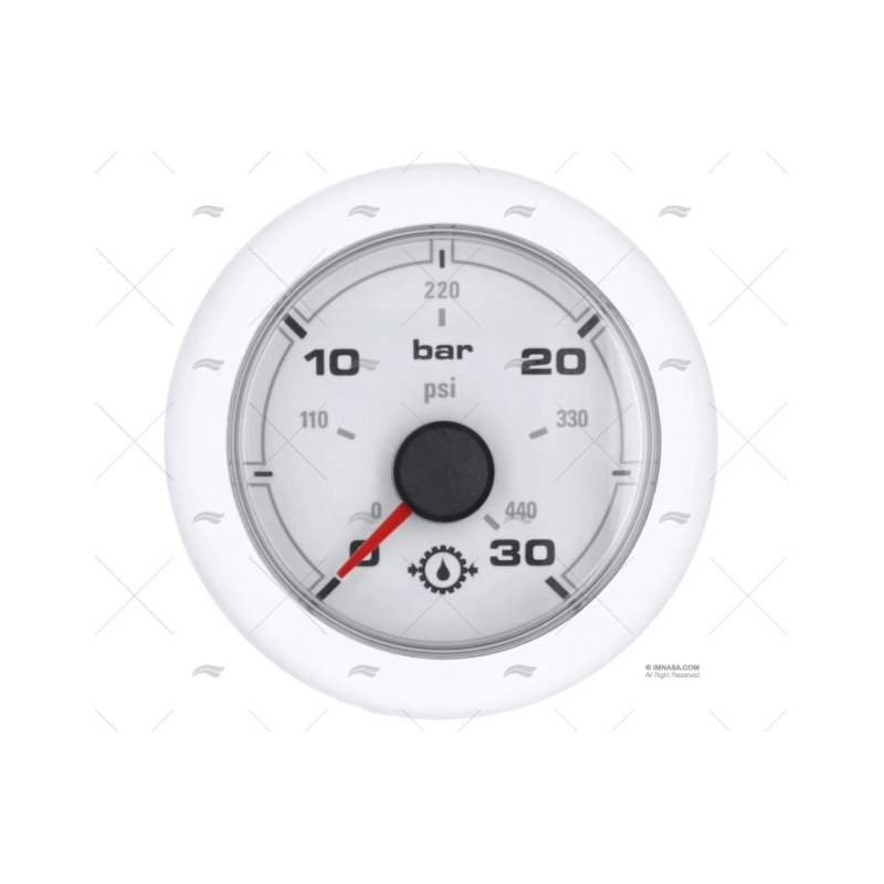 MANOMETRO OL 12/24V 30 BAR 52MM BLANCO