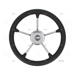 RUEDA 350MM PIEL NEGRA COSTURA ROJA IMNASA