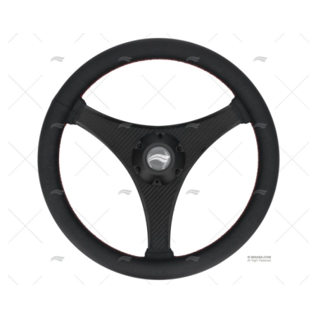 RUEDA 350MM PIEL NEGRA COSTURA ROJA IMNASA