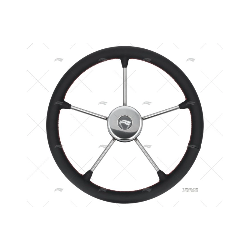 RUEDA 400MM PIEL NEGRA COSTURA ROJA IMNASA