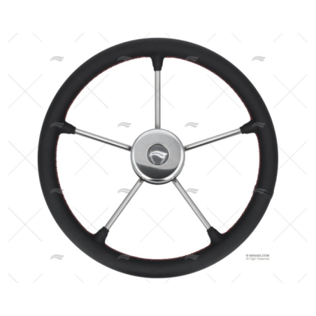 RUEDA 400MM PIEL NEGRA COSTURA ROJA IMNASA